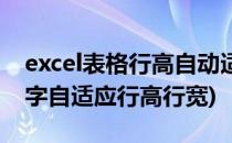 excel表格行高自动适应文字(excel表格内文字自适应行高行宽)