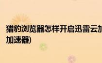 猎豹浏览器怎样开启迅雷云加速(猎豹浏览器怎样开启迅雷云加速器)