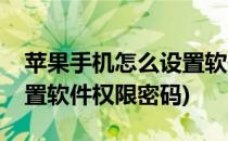 苹果手机怎么设置软件权限(苹果手机怎么设置软件权限密码)