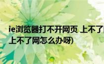 ie浏览器打不开网页 上不了网怎么办(ie浏览器打不开网页 上不了网怎么办呀)