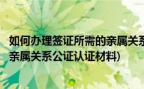 如何办理签证所需的亲属关系公证认证(如何办理签证所需的亲属关系公证认证材料)