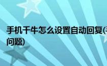 手机千牛怎么设置自动回复(手机千牛怎么设置自动回复多个问题)