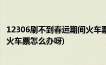 12306刷不到春运期间火车票怎么办(12306刷不到春运期间火车票怎么办呀)