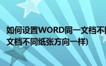 如何设置WORD同一文档不同纸张方向(如何设置word同一文档不同纸张方向一样)