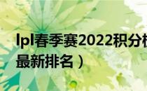 lpl春季赛2022积分榜（lpl2022春季赛积分最新排名）