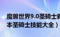 魔兽世界9.0圣骑士新技能效果（wow9.0版本圣骑士技能大全）