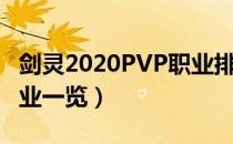 剑灵2020PVP职业排行榜（2020PVP最强职业一览）