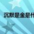 沉默是金是什么意思? 沉默是金是什么意思