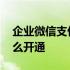 企业微信支付怎么开通不了 企业微信支付怎么开通