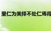 里仁为美择不处仁焉得知的感受（里仁为美）