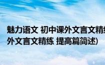 魅力语文 初中课外文言文精练 提高篇(关于魅力语文 初中课外文言文精练 提高篇简述)