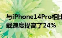 与iPhone14Pro相比 iPhone15Pro的5G下载速度提高了24%